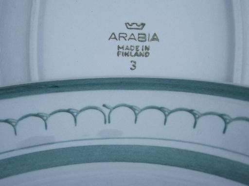 photo of vintage Arabia of Finland platter & serving bowl Green Thistle pattern #7