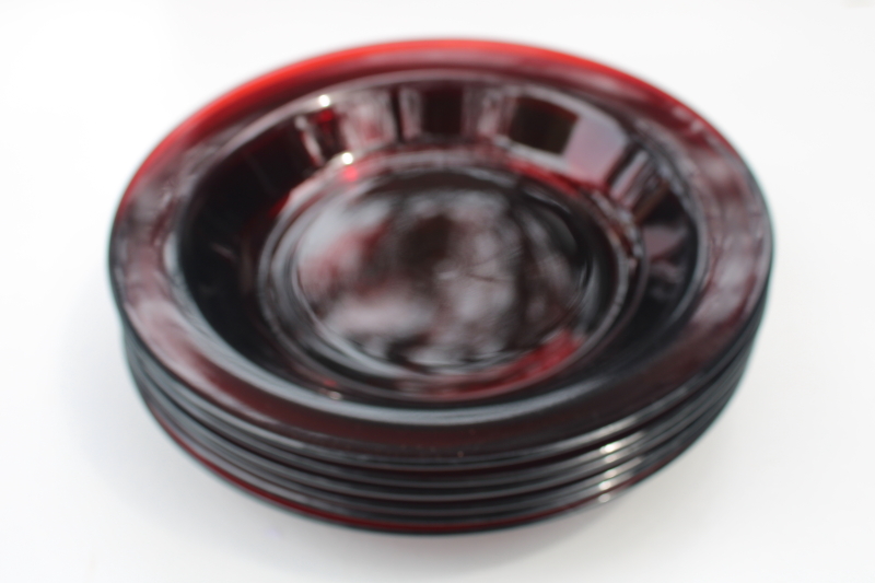 photo of vintage Arcoroc classique ruby red glass soup bowls or salad plates set of 6 #4