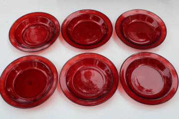 vintage Arcoroc classique ruby red glass soup bowls or salad plates set of 6