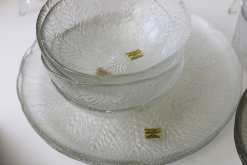 photo of vintage Arcoroc glassware, country wheat clear glass dinnerware set, never used #3