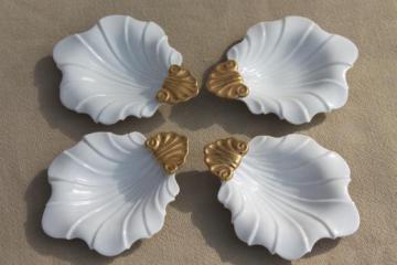 catalog photo of vintage Ardalt Japan white & gold china shell dishes, tea tidies or salt dips