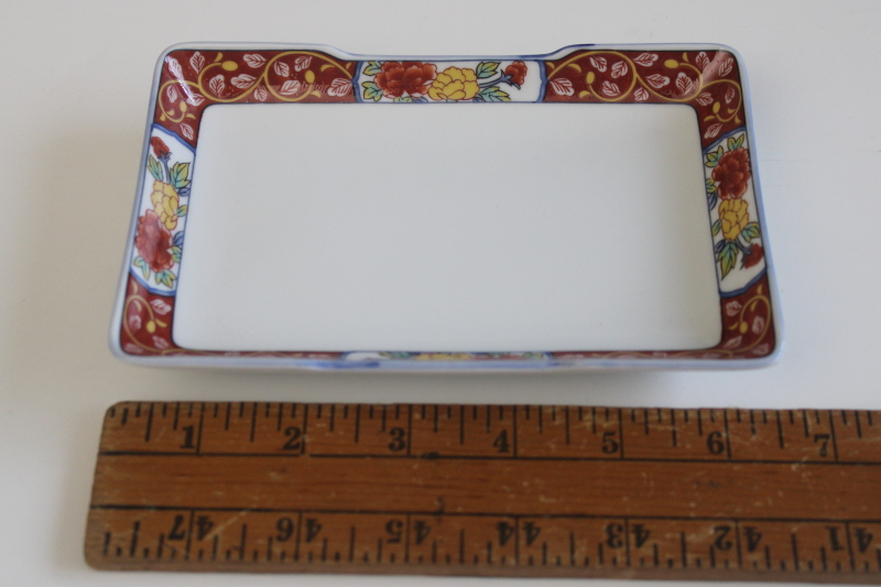 photo of vintage Arita Japan porcelain trinket dish tray, hand painted Imari floral  #2