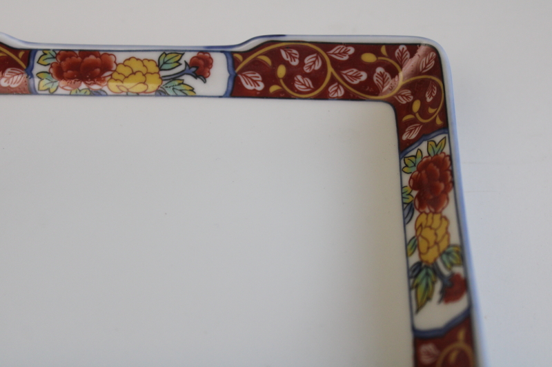 photo of vintage Arita Japan porcelain trinket dish tray, hand painted Imari floral  #3