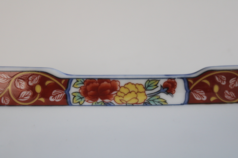 photo of vintage Arita Japan porcelain trinket dish tray, hand painted Imari floral  #4