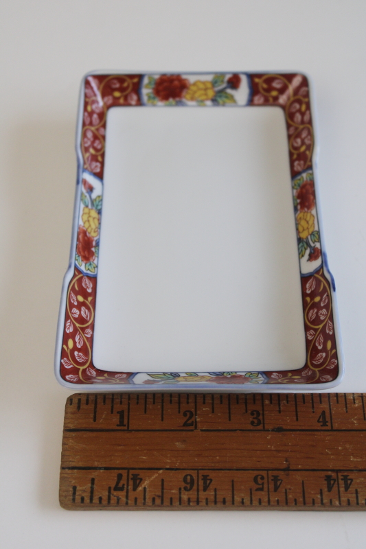 photo of vintage Arita Japan porcelain trinket dish tray, hand painted Imari floral  #7