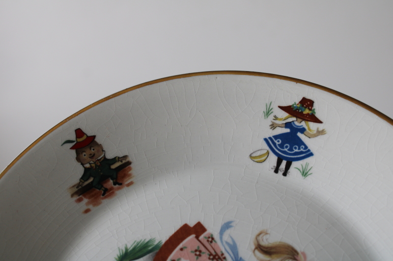 photo of vintage Arklow Ireland china child's plate nursery rhymes border Little Bo Peep girl w/ dog  #4