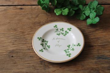 catalog photo of vintage Arklow Ireland pottery, miniature plate w/ shamrocks, Souvenir of Sligo 