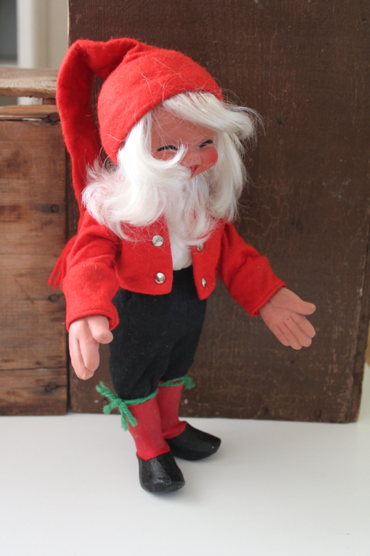 photo of vintage Arne Hasle Norwegian Christmas gnome doll, Jul Tomten Norway folk costume poseable figure  #2