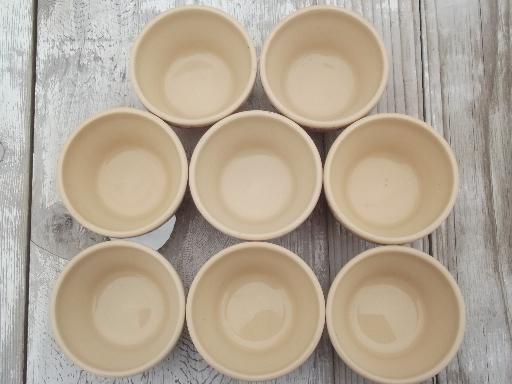 photo of vintage Arrowhead railroad china custard / soup cups, tan adobeware  ironstone #3