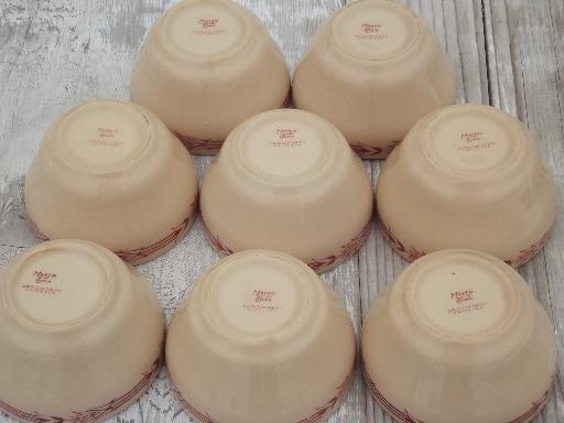 photo of vintage Arrowhead railroad china custard / soup cups, tan adobeware  ironstone #4