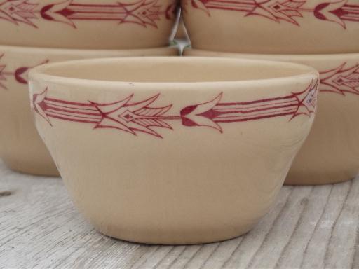 photo of vintage Arrowhead railroad china custard / soup cups, tan adobeware  ironstone #5