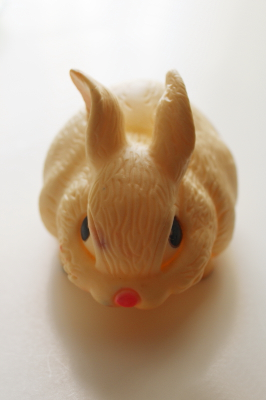 photo of vintage Ashland Rubber squeak toy, baby rabbit w/ working squeaker, Easter bunny #2