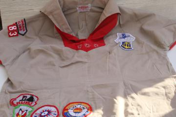 vintage Aswana scout uniform tunic shirt w/ badges & bandana kerchief