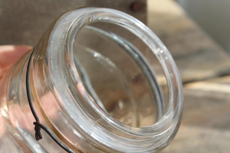 photo of vintage Atlas E-Z Seal half pint size canning jar w/ glass lid & wire bail #6