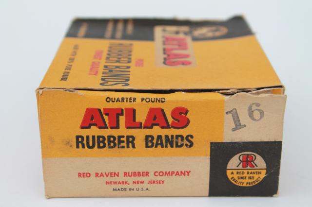 photo of vintage Atlas natural pure rubber bands in old advertising box, original package  #6
