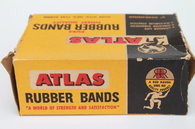 photo of vintage Atlas natural pure rubber bands in old advertising box, original package  #7