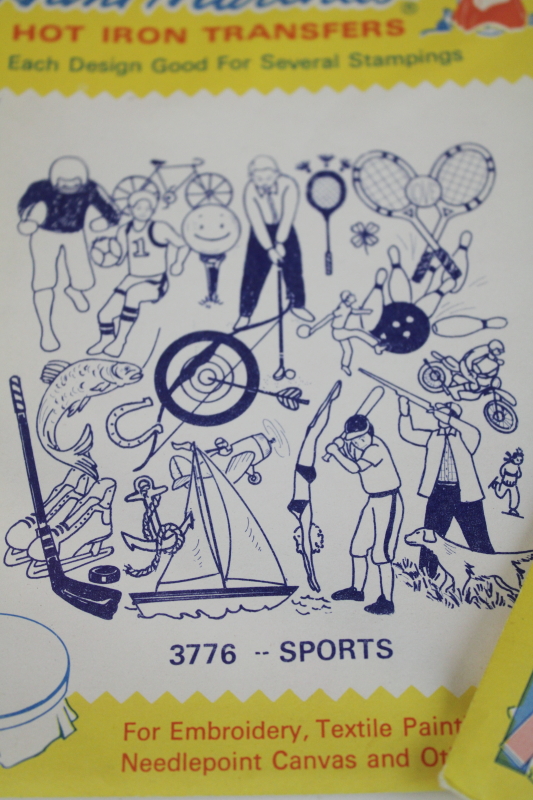 photo of vintage Aunt Martha's embroidery transfers, hippie zodiac signs, sports, designs for retro denim  #4