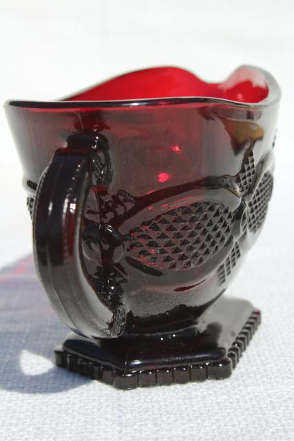 photo of vintage Avon Cape Cod royal ruby red glass gravy boat or sauce pitcher #3