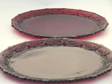 catalog photo of vintage  Avon Cape Cod  ruby red glass, set of two dinner plates 