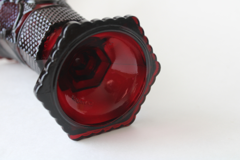photo of vintage Avon Cape Cod ruby red glass vase, Christmas holiday table decor  #2