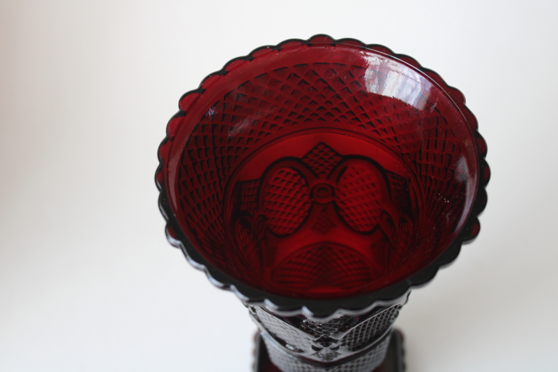 photo of vintage Avon Cape Cod ruby red glass vase, Christmas holiday table decor  #3