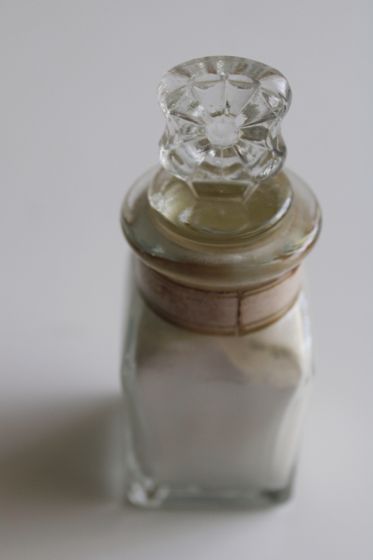 photo of vintage Avon bottle glass stopper, old paper label Lavender Sachet powder  #3