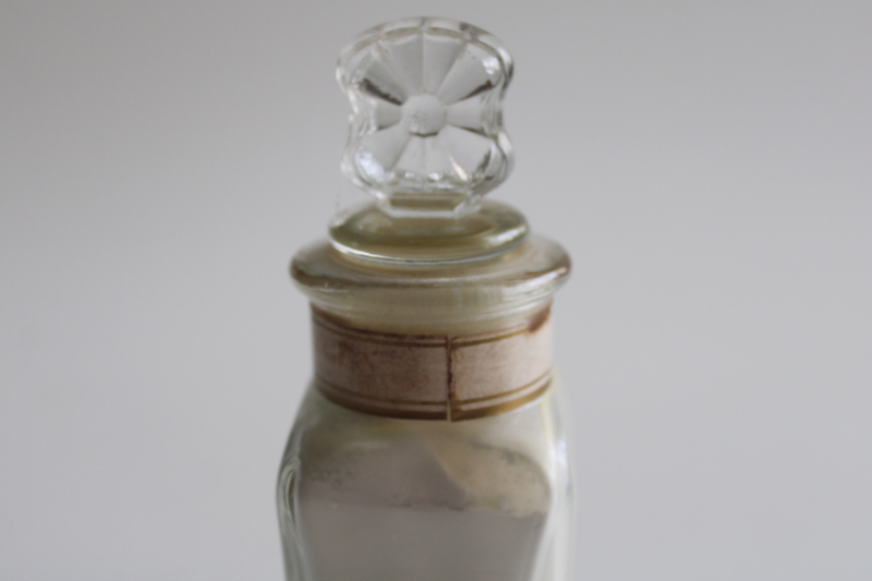 photo of vintage Avon bottle glass stopper, old paper label Lavender Sachet powder  #4