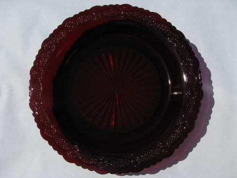 photo of vintage Avon ruby red Cape Cod glass, pie plate or pie pan #1