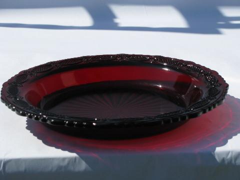 photo of vintage Avon ruby red Cape Cod glass, pie plate or pie pan #2