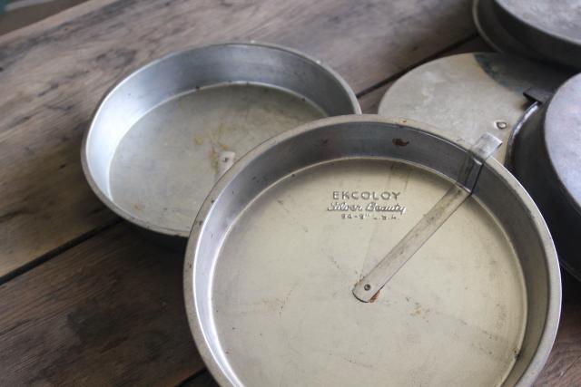 photo of vintage Bake King bakeware, round cake baking pans w/ release sliders #10