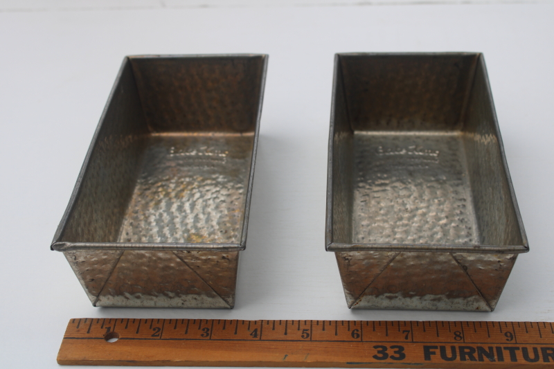 photo of vintage Bake King bread loaf pans, pair of small loaves textured steel baking pans  #2