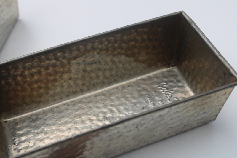 photo of vintage Bake King bread loaf pans, pair of small loaves textured steel baking pans  #5