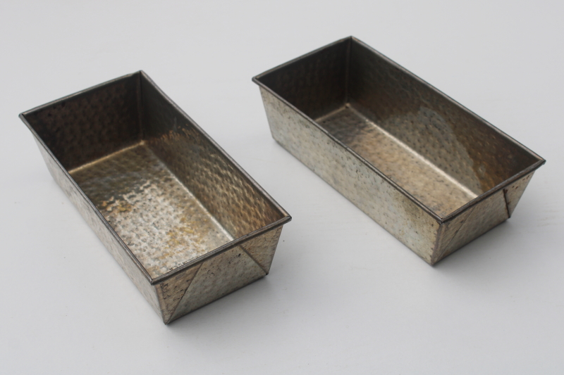 photo of vintage Bake King bread loaf pans, pair of small loaves textured steel baking pans  #6