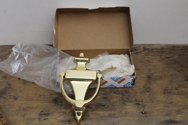 photo of vintage Baldwin brass door knocker new old stock original box, heavy solid brass #3