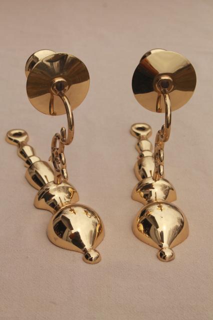 photo of vintage Baldwin brass wall mount candle holder sconces, polished solid brass #5