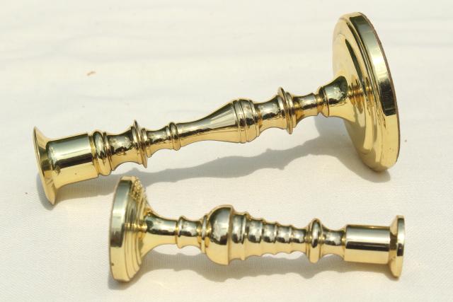 photo of vintage Baldwin solid brass candle holders, large & small candlesticks #4