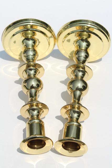 photo of vintage Baldwin solid brass candlesticks, candle stick pair tall candle holders #3