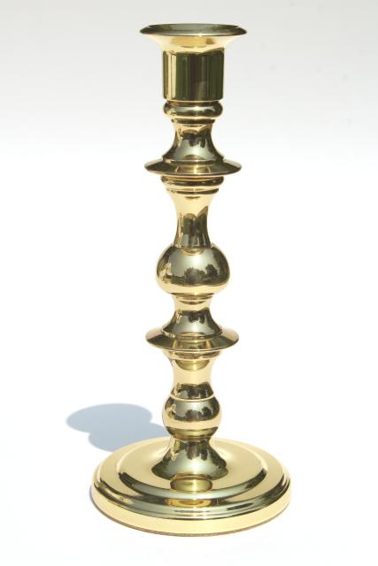 photo of vintage Baldwin solid brass candlesticks, candle stick pair tall candle holders #7