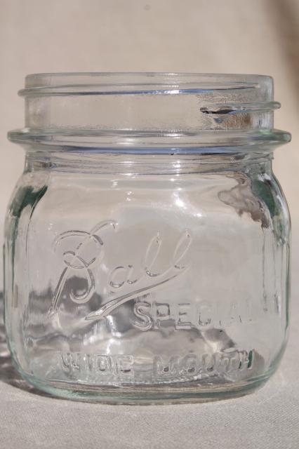 photo of vintage Ball Mason Special half-pint wide mouth canning jars, fruit jelly or pickle jars #3