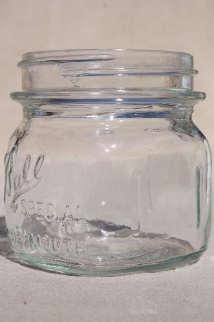 photo of vintage Ball Mason Special half-pint wide mouth canning jars, fruit jelly or pickle jars #4