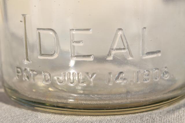 photo of vintage Ball Mason jar wire bail quart w/ glass lid, antique embossed date July 14 1908 #4