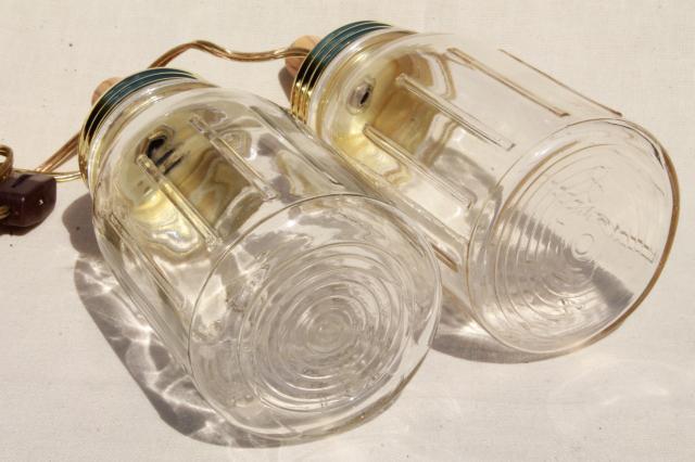 photo of vintage Ball Perfect Mason canning jar canister table lamps w/ electric candles #4