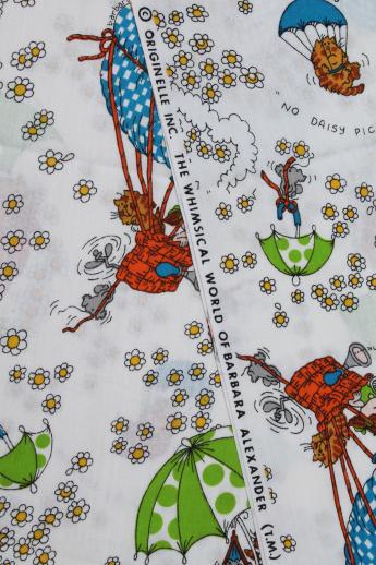 photo of vintage Barbara Alexander novelty print fabric, high above the daisies in balloons & umbrellas #3