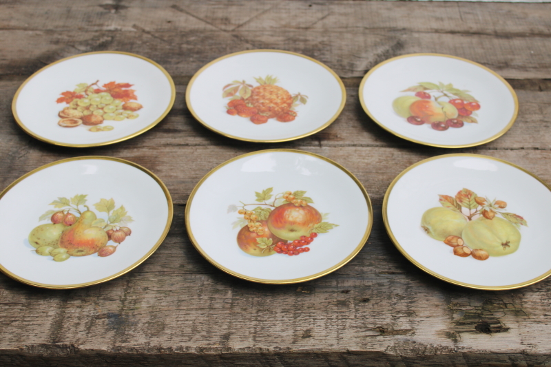 photo of vintage Bareuther Germany china plates set of 6, fall fruit & nuts each plate different #4