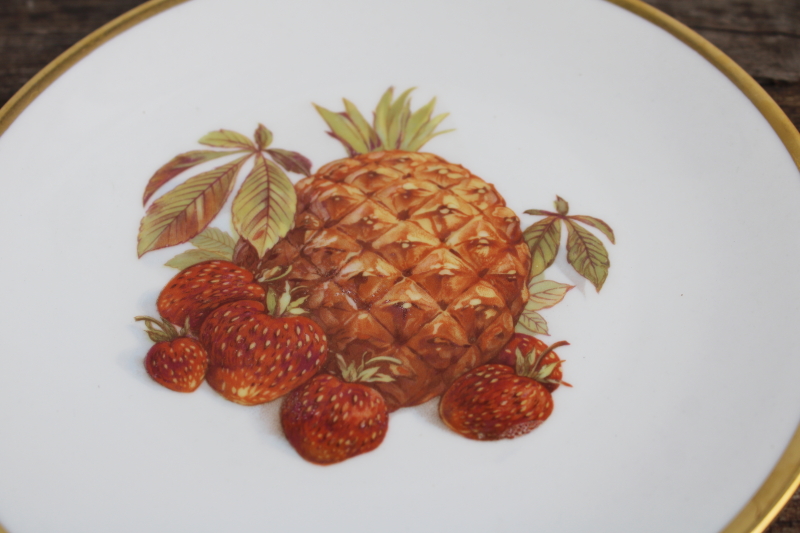 photo of vintage Bareuther Germany china plates set of 6, fall fruit & nuts each plate different #8