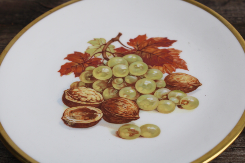 photo of vintage Bareuther Germany china plates set of 6, fall fruit & nuts each plate different #10