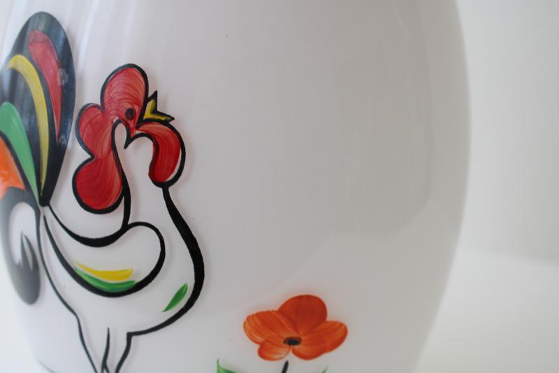 photo of vintage Bartlett Collins glass cookie jar canister w/ hand painted rooster #2