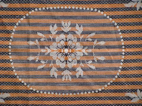 photo of vintage Bates cotton bedspead, deco colors, ivory, orange, black #3