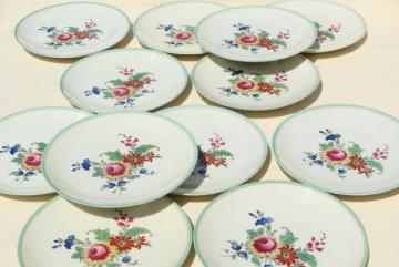 catalog photo of vintage Bavaria china Thomas ivory salad plates, mint green border center floral