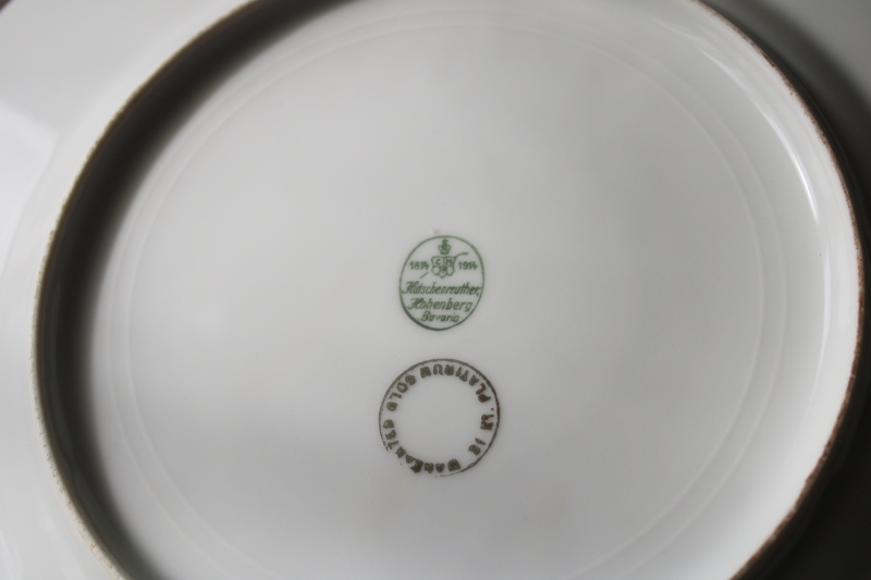 photo of vintage Bavaria porcelain dinner plate silvery encrusted platinum, ornate patterned wide band border  #4